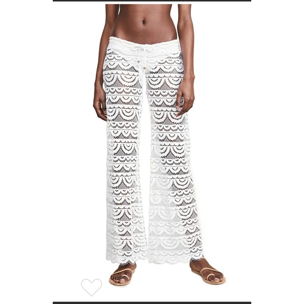 BLUE ISLAND BEACH IVORY LACE SWIM COVER UP PANTS SIZE MEDIUM